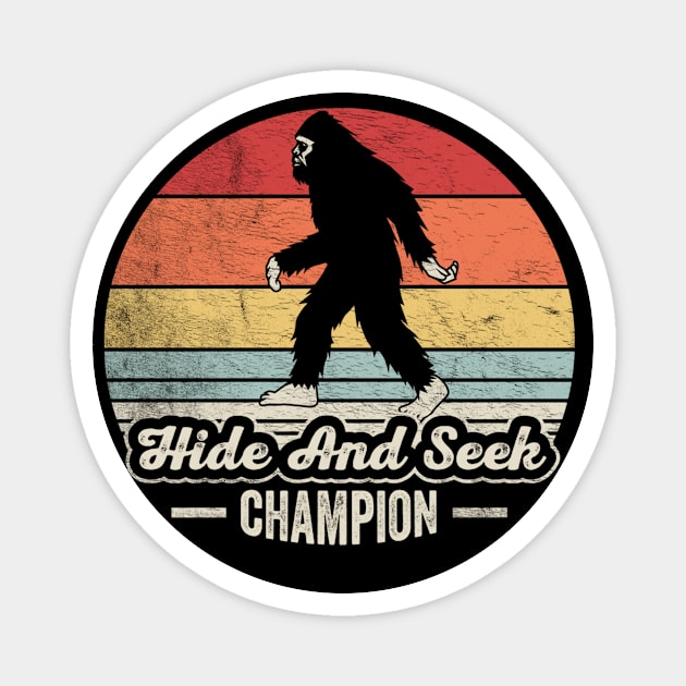 Retro Vintage Bigfoot Hide And Seek Champion Funny Camping Hiking Outdoor Magnet by SomeRays